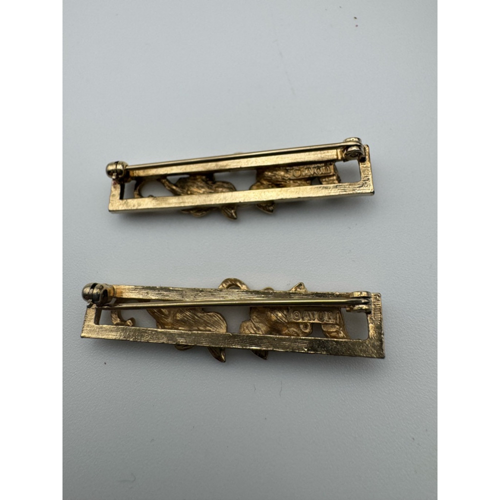 Vintage Avon Gold Floral Brooch Pin Set - Picture 2 of 2